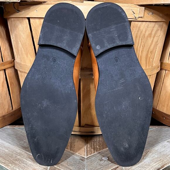 David Stone Burnished Tan Brown Faux Leather Cap Toe Oxfords Mens Size 8 - Picture 10 of 11